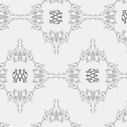 Grey medallions with monogram — pattern from the Marie-Antoinette Style Guide
